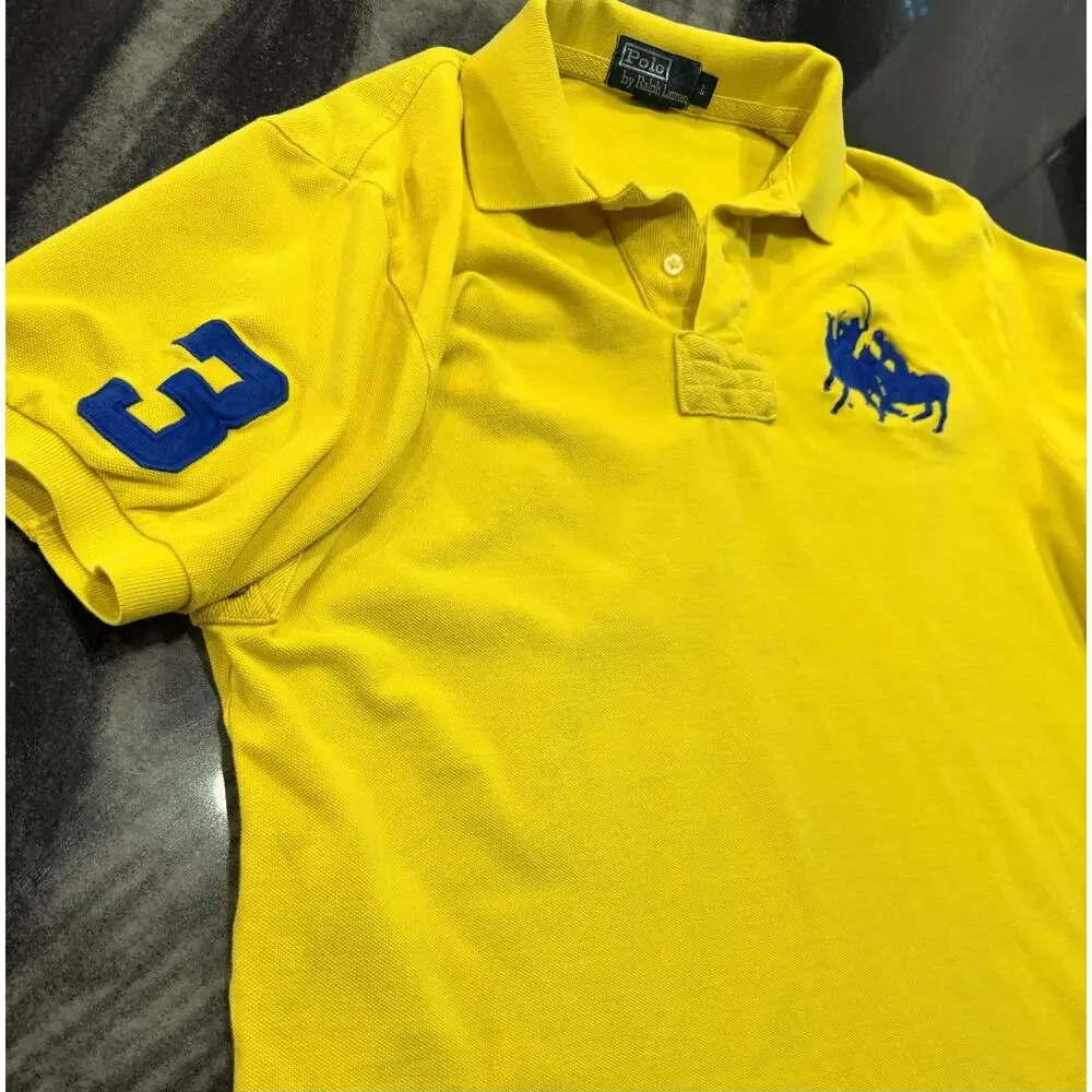 Vintage Polo Ralph Lauren Big Pony #3 Polo Shirt Mens L Rugby Equestrian Classic